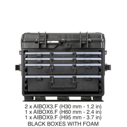 5140X.B.2CMS EXPLORER CASES NERA CON 2 AIBOX3.F E 1 AIBOX6.F E 1 AIBOX9.F CON SPUGNA