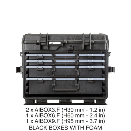 5140X.B.2CMS EXPLORER CASES NERA CON 2 AIBOX3.F E 1 AIBOX6.F E 1 AIBOX9.F CON SPUGNA